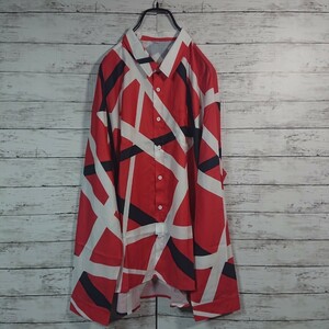 VAN HALEN ヴァン・ヘイレン■フランケン柄■幾何学模様■オーバーサイズ■ビッグサイズ■3XL■長袖 シャツ■ギター■未使用■