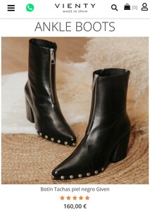 VIENTY■ANKLE BOOTS■アンクル ブーツ■スタッズ■ZIP■ブラック■サイズ：23cm■スペイン製■中古品