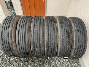 225/90R17.5 127/125L ブリヂストンR225 2022年製造　深溝 バリ山夏タイヤ6本 4t ユニック トランク 溝あり 引き取り限定 盛岡周辺配送可