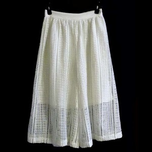 w closet メッシュ 透かし レース 幅広 ワイド ガウチョ キュロット パンツ 白/White F メッシュ