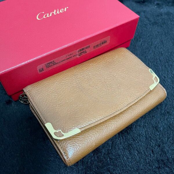 【箱有 極美品】Cartier マルチェロ ゴールドフィニッシュ 二つ折りウォレット 財布 カルティエ