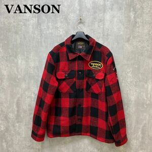 VANSON バッファローチェック シャツジャケット L ウール スカル 刺繍 ワッペン バンソン 