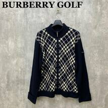 BURBERRY GOLF チェック柄 ニットジャケット LL ゴルフウェア バーバリー_画像1