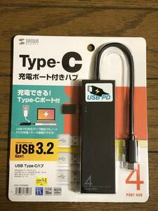 サンワサプライ USB Type-C ハブ(USB3.1 Gen1 Aコネクタ メス×3/USB Type-Cコネクタ メス×1ポート) バスパワー/セルフパワー USB-3TCH8BK