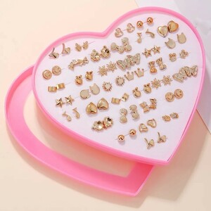  new goods Gold earrings 36 pair set * Heart case attaching * pretty / dressing up /SNS..