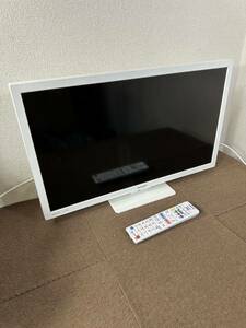 【中古品】SHARP 2023年製 シャープハイビジョン液晶テレビ 24インチ 2T-C24DE 通電・動作確認済 ホワイト リモコン付 mini B-CASカード付