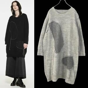 Y's HAND STITCH KNIT PULLOVER グレー2