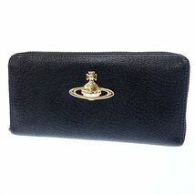 1円スタート★中古◆ヴィヴィアンウェストウッド 長財布 レザー オーブ 黒 Vivienne Westwood【AFI15】_画像1