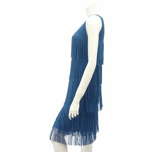 極美品◆プリーツプリーズ フリンジワンピース レディース ブルー サイズ2 PP71-JH796 PLEATS PLEASE【AFB25】の画像4