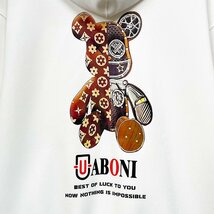 個性EU製＆定価4万◆UABONI*Paris*パーカー*ユアボニ*パリ発◆コットン100％ 上品 モノグラム カットソー 男女兼用 ベアブリック M/46_画像6