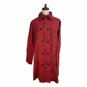 h.NAOTO H Naoto lady's red deformation design wool coat outer outer garment 