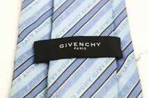 ジバンシィ シルク ストライプ柄 ロゴ 伊製生地 イタリア製 ブランド ネクタイ メンズ ブルー GIVENCHY ジバンシー_画像4