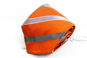 ジェネリ シルク ストライプ柄 ダブルストライプ イタリア製 ブランド ネクタイ メンズ オレンジ GIANNELLI