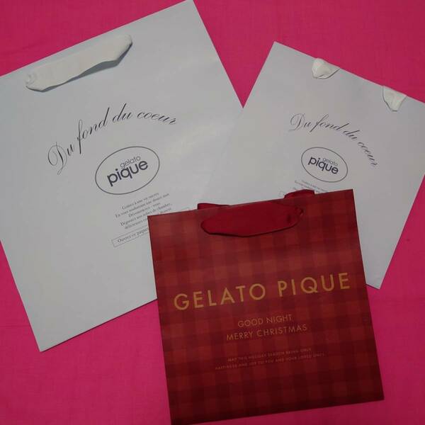 gelatopiqueショップ袋３枚セットショッパーエコバッグクリスマス限定ジェラートピケジェラピケプレゼントラッピング中サイズ小サイズ