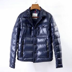 3-DK019【極美品】モンクレール MONCLER スモールロゴ MATTHEW ダウンジャケット ネイビー サイズ2 Lサイズ 正規品 メンズ