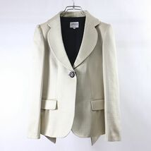 3-ZK051 アルマーニコレツィオーニ ARMANI COLLEZIONI 高級ライン ウール シルク ジャケット ライトベージュ 42 レディース_画像1