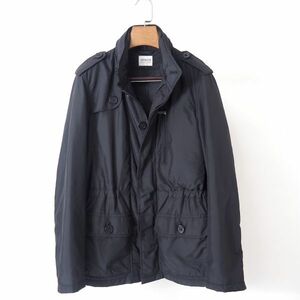 M3-YK262【極美品】アルマーニコレツィオーニ ARMANI COLLEZIONI 高級ライン フルジップ ジャケット ミリタリー調 ブラック 48 メンズ