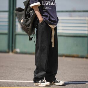 メンズ ワイドパンツ デニムパンツ メンズズボン ウエストゴム 長ズボン 春夏 薄手 ゆったり 大きいサイズ カジュアルJPAS008(3色S-3XL)の画像2