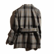 M5011P　▼Theory セオリー▼ 20AW BELTED BLAZER ウール混 ベルト付き テーラードジャケット チェック ブラック ブラウン 2 秋～春 rb mks_画像4