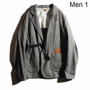 M1384P VSUNSEA sun si-V new goods leather with pocket flano wool tailored jacket gray 1/S 19A34 N.M BRUSHED JACKET autumn winter rb