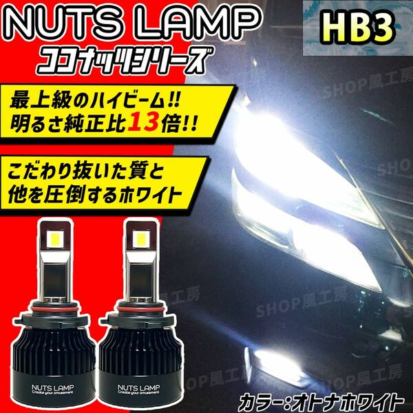 NUTSLAMP 車 ライト ヘッドライト ハイビーム HB3 LED オトナホワイト HID超え 超明るい 爆光 白色