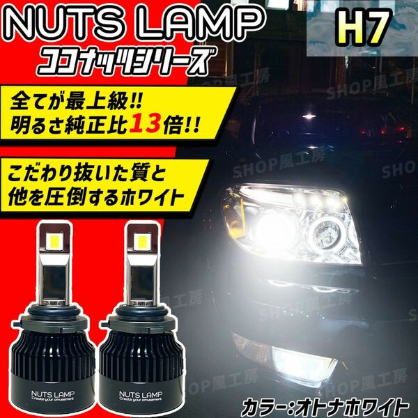 NUTSLAMP 車 ライト フォグ ヘッドライト フォグランプ H7 LED オトナホワイト HID超え 超明るい 爆光 白色