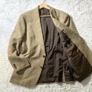 極美品,Lサイズ●LANVIN PARIS ランバン パリス テーラードジャケット ツイード くるみボタン エルボーパッチ 48R メンズ 2ボタン 肘当て