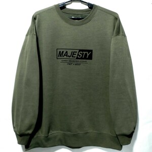 特価/未使用【サイズ=4L(3XL)】英字プリント/メンズ/裏起毛/スウェット/トレーナー/胸囲=110～118cm/khaki