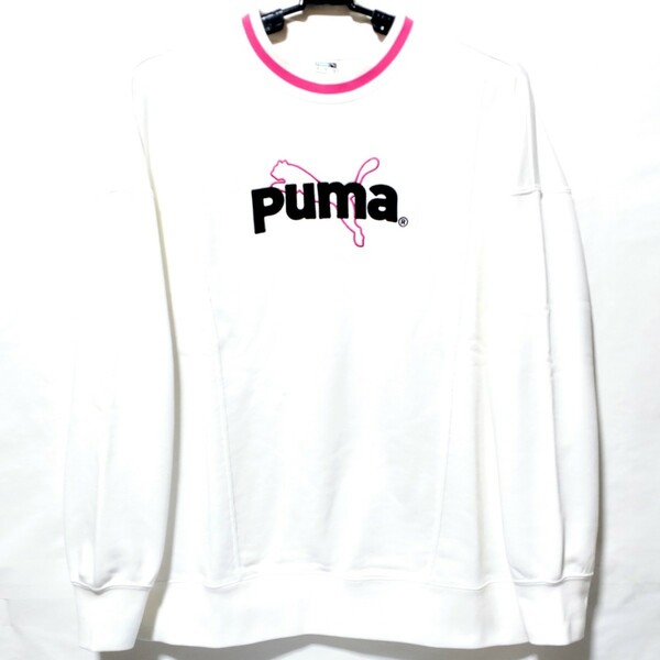 特価/未使用【サイズ=M】puma/プーマ/レディス/裏毛/スウェット/トレーナー/ビッグシルエット/胸囲=79~87cm/white