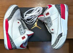 【美品、シューレース未使用】Nike PS Air Jordan 3 Retro Fire Red ナイキ PS エアジョーダン3 レトロ ファイアー レッド 19.5cm 　