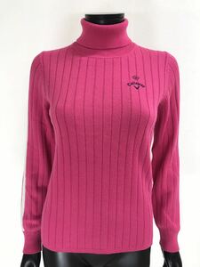 【USED】Callaway キャロウェイ アクリル タートルネック 長袖 ニット セーター ロゴ刺繍 ピンク レディース M ゴルフウェア