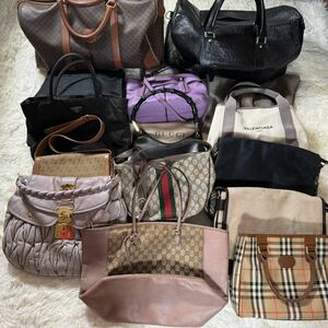 1円〜 バッグ16点まとめ GUCCI グッチ PRADA プラダ Burberry バーバリー セリーヌ ミュウミュウ トッズ バレンシアガ ブルネロクチネリ