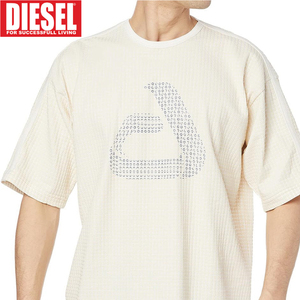 L/新品 DIESEL ディーゼル ロゴ Tシャツ T-HON メンズ レディース ブランド ビッグシルエット カットソー 厚手 ベージュ