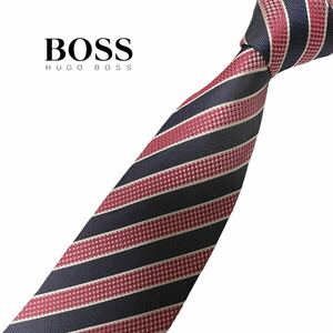 HUGO BOSS necktie a little thin reji men taru pattern stripe pattern Hugo Boss USED used m502