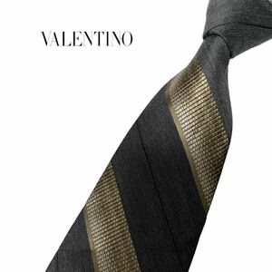 VALENTINO necktie Logo Mark embroidery reji men taru pattern stripe pattern Valentino USED used m532