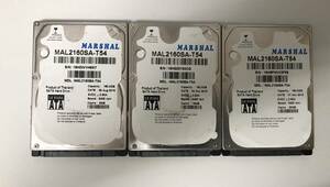  新品同様 MARSHAL HDD 160GBx3枚セット「使用時間-0時間」 2.5インチ [9mm] SATA 160 GB 5400 RPM ハードディスク-.