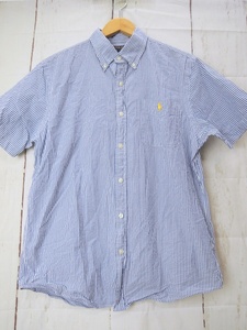 POLO RALPH LAUREN ポロ ラルフローレン 半袖ストライプシャツ M 175/96A 綿100% Made in Srilanka