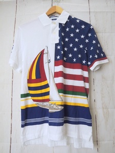 POLO RALPH LAUREN ポロ ラルフローレン ポロシャツ S 170/92A アメリカ国旗 ヨット ホワイト 710716670001 綿100% Made in Philippines