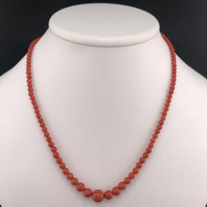 E11-5062 サンゴネックレス 3.0mm~8.5mm 46cm 11g ( 珊瑚 丸玉 赤 necklace SILVER )