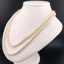 E11-5061 アコヤロングパールネックレス 6.0mm~7.0mm 113cm 82g ( アコヤ真珠 ロング Pearl necklace SILVER )_画像2