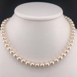E12-1446 アコヤパールネックレス 7.5mm~8.0mm 43cm 37g ( アコヤ真珠 Pearl necklace SILVER )