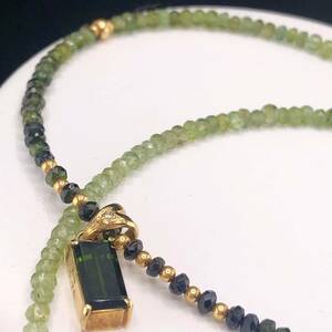 E12-1323 K18☆トルマリンネックレス 総重量 8g T 1.75ct D.0.01ct ( tourmaline necklace Diamond K18 ) 