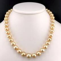 E12-2569 ゴールデンパールネックレス 8.5mm~12.0mm 約 46cm 70g ( golden Pearl necklace SILVER )_画像1