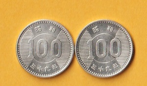 ☆稲100円銀貨《昭和39年》　2枚　　準未使用－