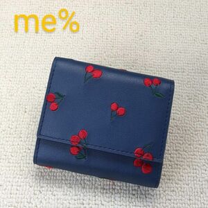 【新品】me%(ミィパーセント)★ミニ財布 さくらんぼ柄 ネイビー