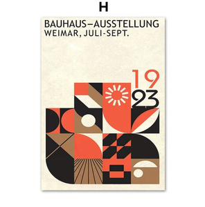 G3055 BAUHAUS バウハウス ビンテージ ミッドセンチュリー カフェ バー キャンバスアートポスター 50×70cm イラスト 海外製 枠なし 