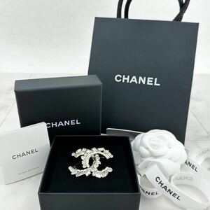 付属品付き 鑑定済 極美品 2023 シャネル CHANEL ブローチ B23P ラインストーン ストーン ビジュー ココマーク ゴールド コメ有り 1円 〜