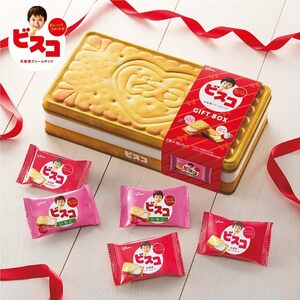 ギフトボックス_缶 江崎グリコ ビスコ ギフトボックス(GIFT BOX) お菓子缶 プレゼント プチギフト クッキー缶 36枚