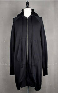 美品 21SS定価46200円 JULIUS ユリウス 希少ハーネス ロング ジップ パーカー NILoS ニルズ 黒 / XL rickowens drkshdw Yohji Yamamoto Y-3