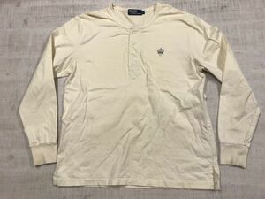 【送料無料】ポロ ラルフローレン Polo by Ralph Lauren アメカジ トラッド ヘンリーネック ロンT 長袖Tシャツ カットソー メンズ LL 生成